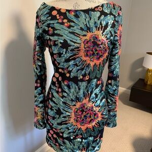Meghan Los Angeles Sequin Mini Dress – Psychedelic Party Vibes – Size S